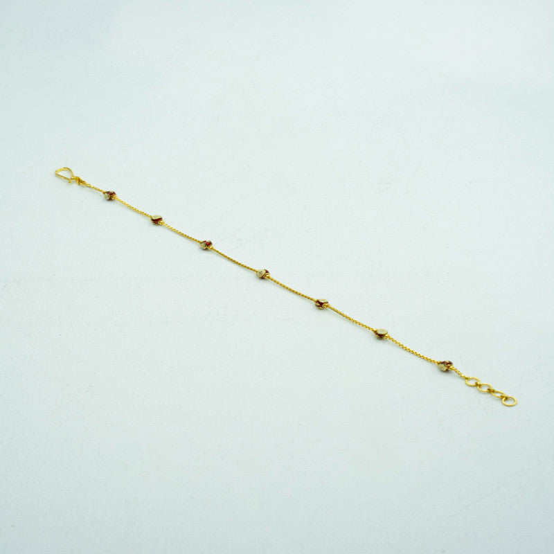 Dainty colourful beaded yellow-gold bracelet