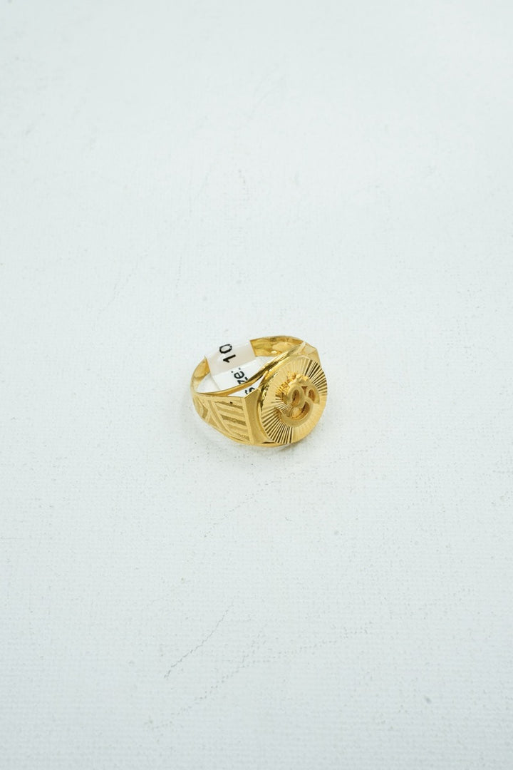 Divine yellow-gold signet ring with the symbol of Aum emboss
