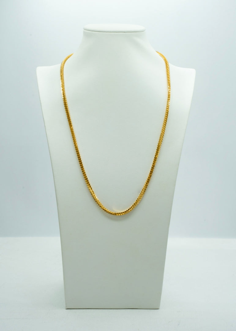 Shiny yellow-gold snake long chain