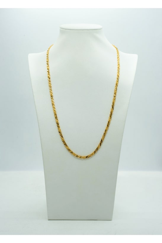 Twisted long yellow gold thick chain