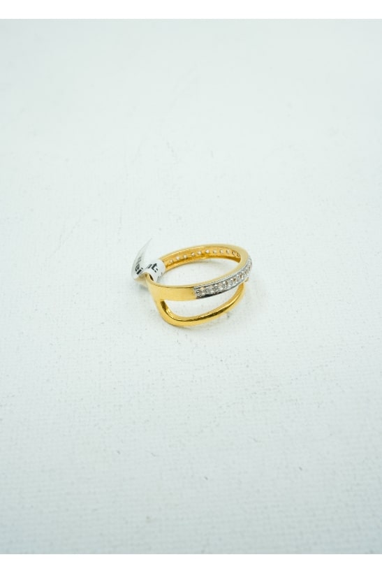 Yellow Gold and diamond two-band encrusted ring