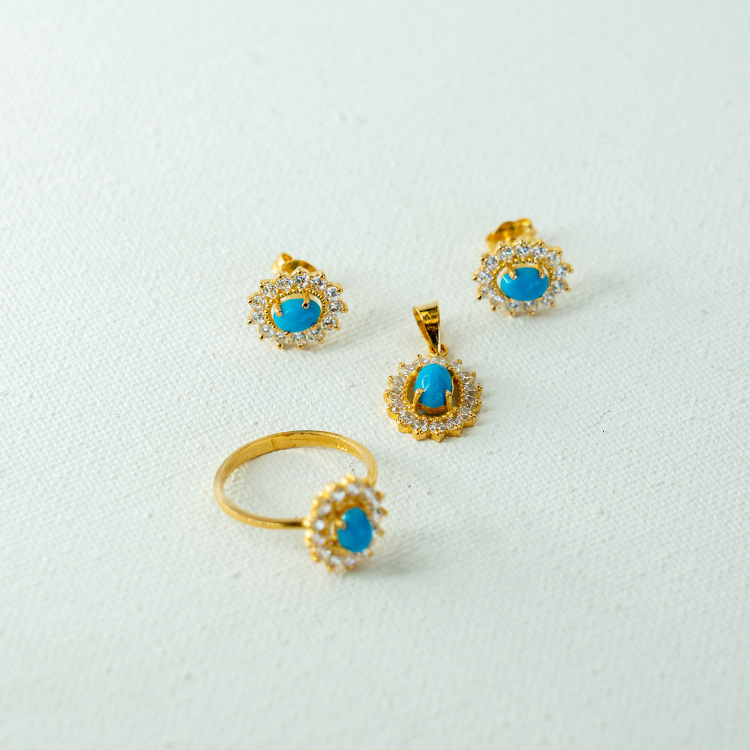 Turquoise pendant set with ring-