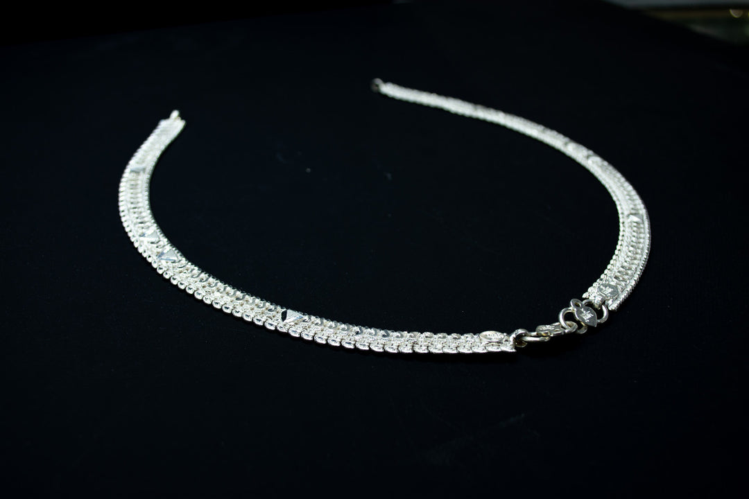 Striking silver anklets
