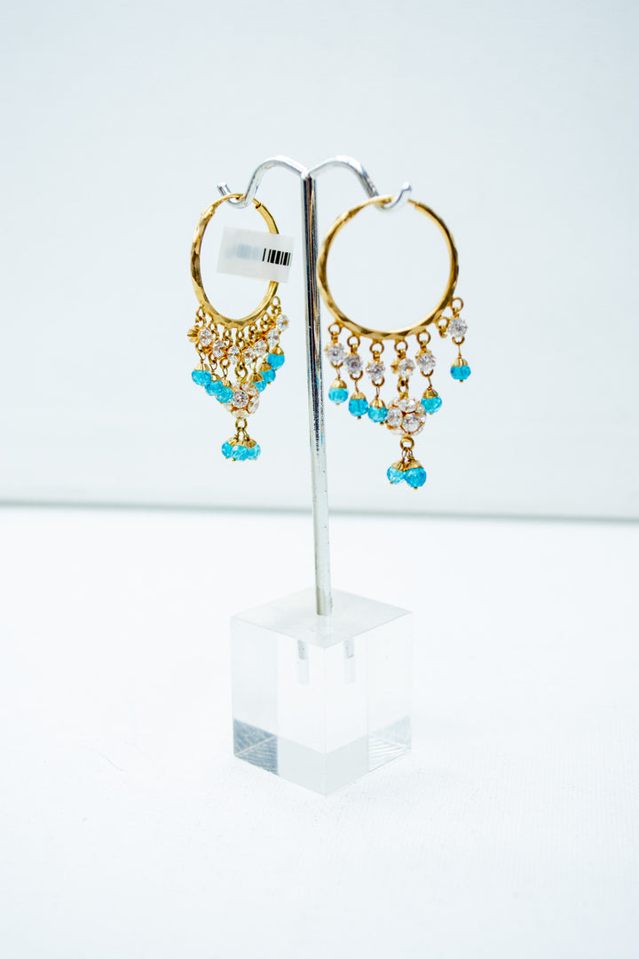 Ocean blue gold hoop earrings