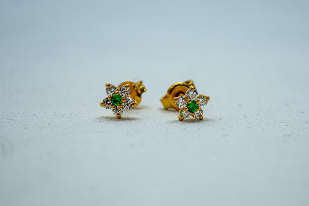 Green-eye floral studs