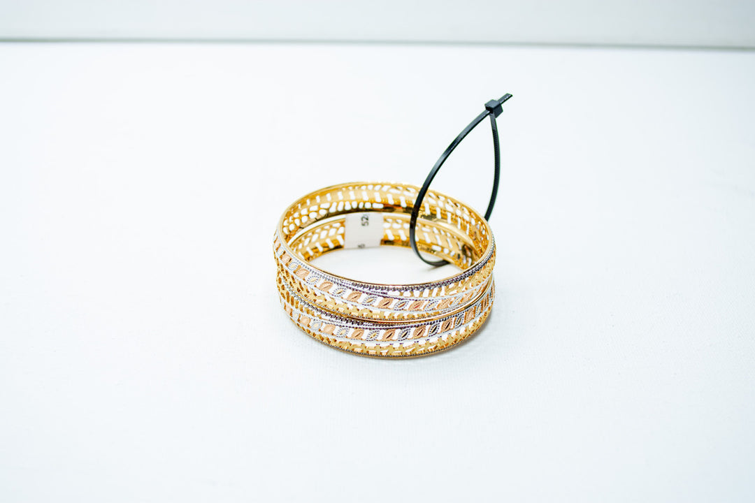 Dual-toned filigree designer bangles