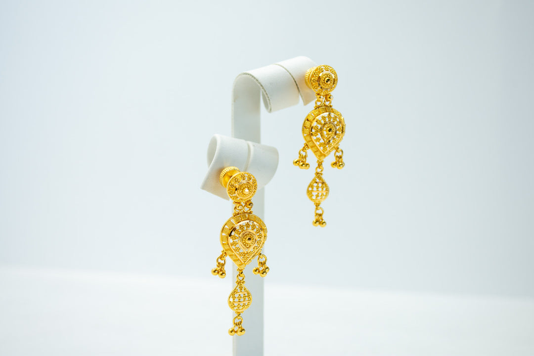 Gold embossed hanging earrings