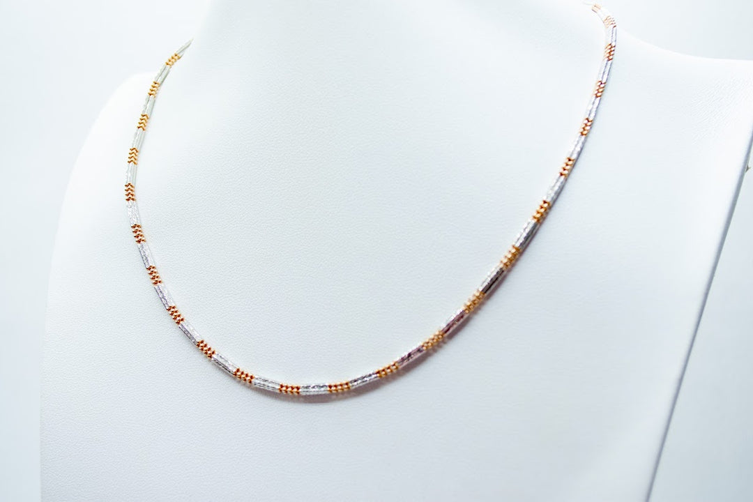 Silver and rose gold chain
