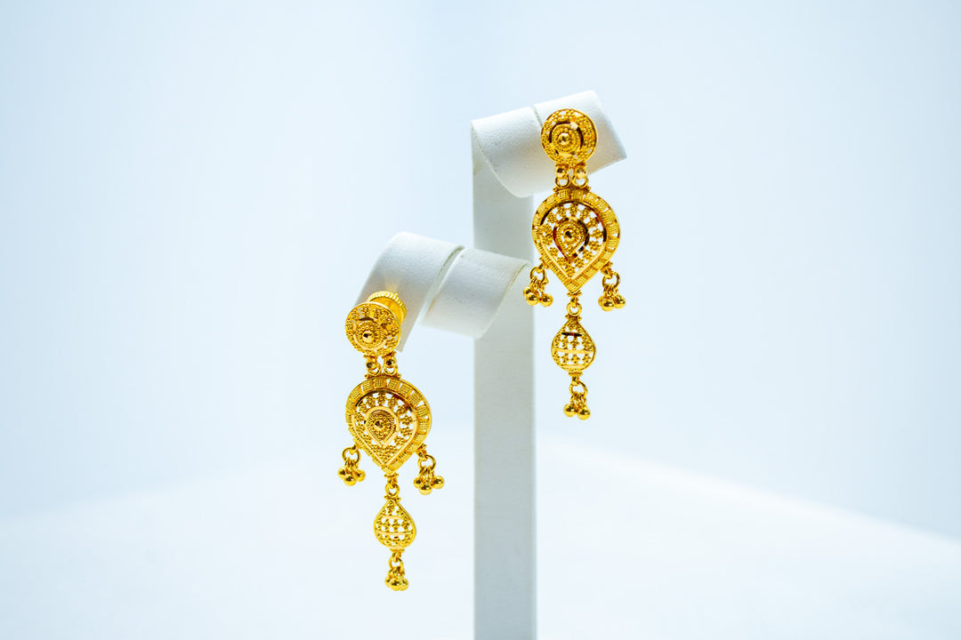 Ethnic hanging gold earrings
