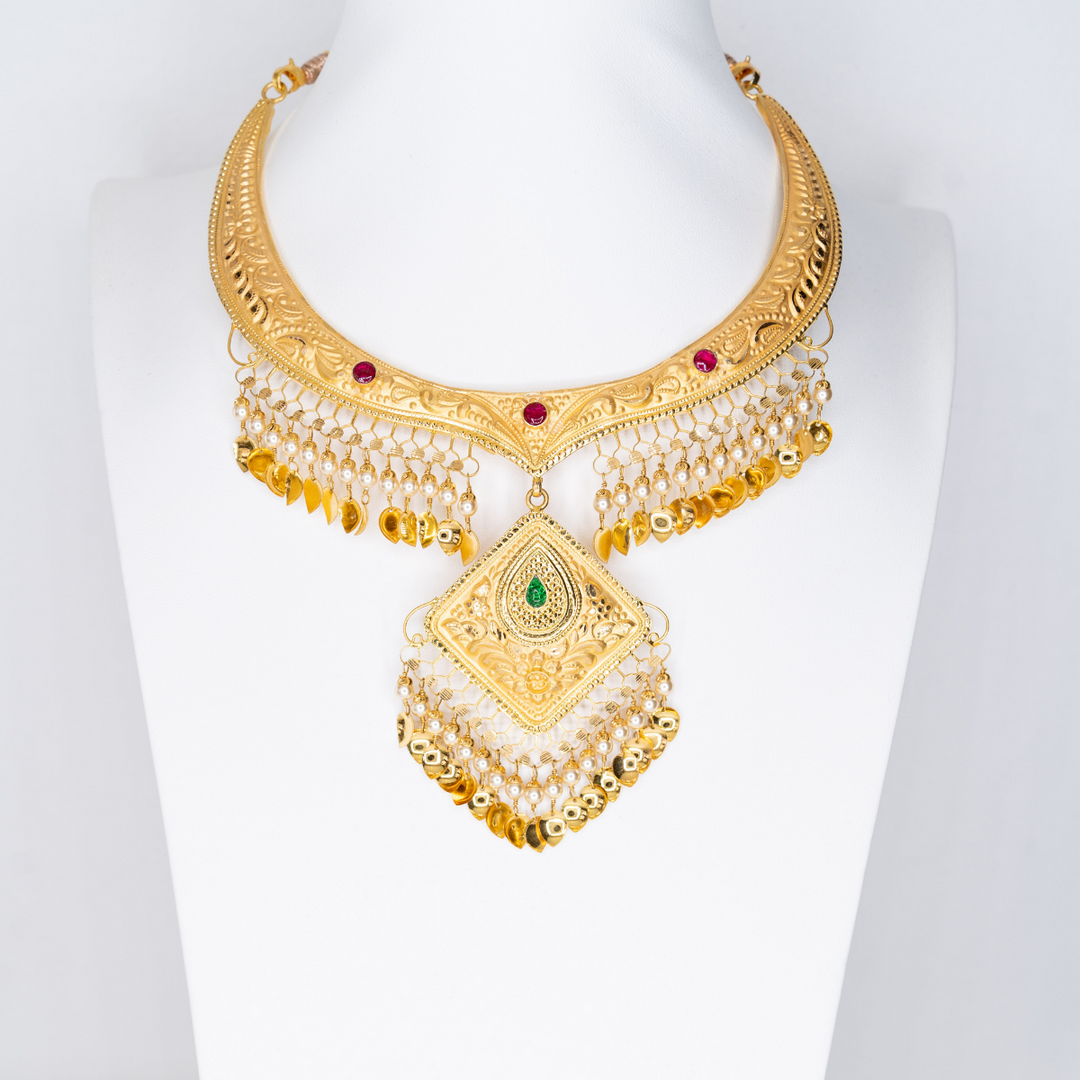 Diamond Shaped Patta Necklace Set-