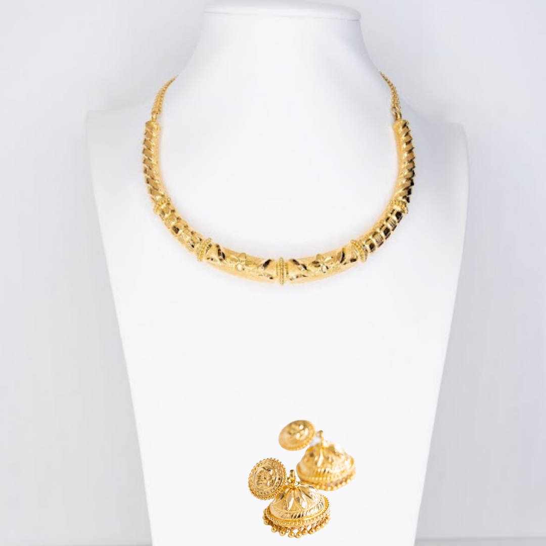 Hollow Hansuli necklace set-