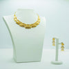 Contemporary designer gold neckpice with intricate work and matching drop earring