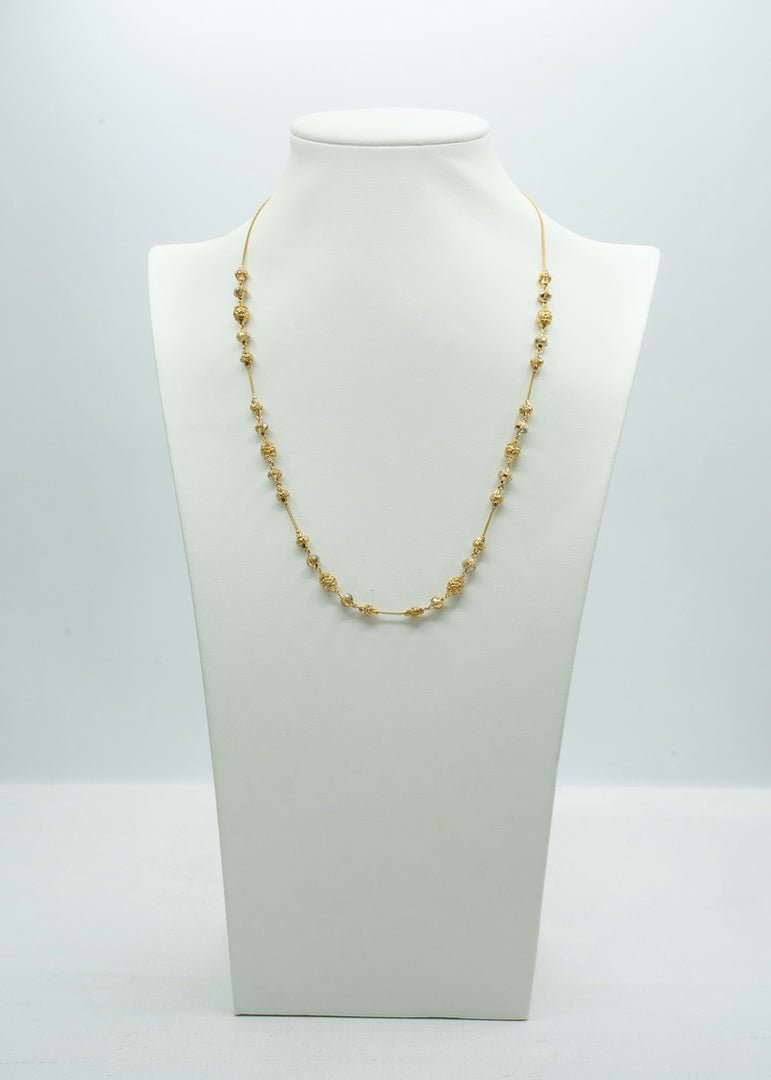 Dainty yellow-gold small chain with tiny gold beads
