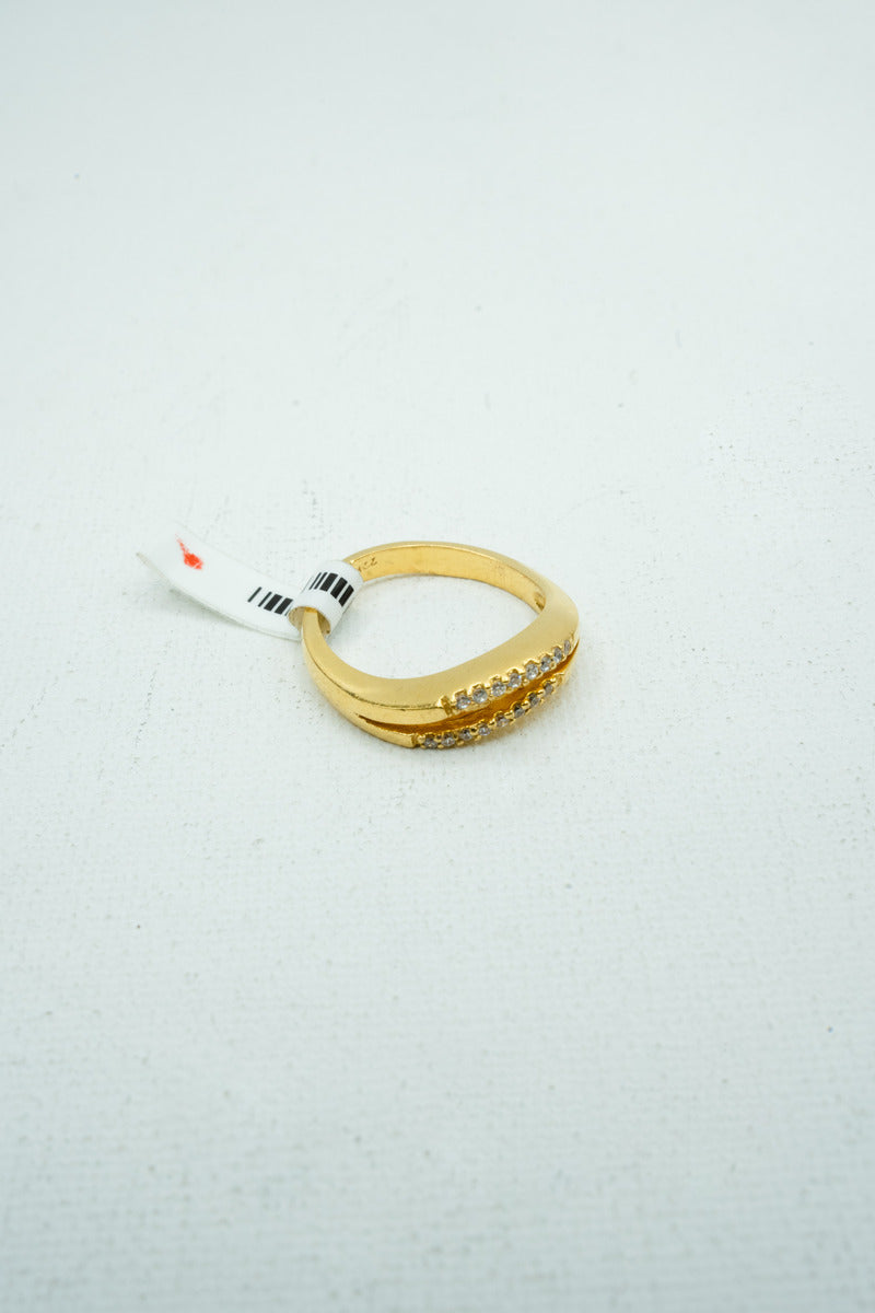 Designer diamond studded yellow gold ring