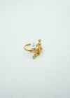 Designer yellow gold ring with diamond studs