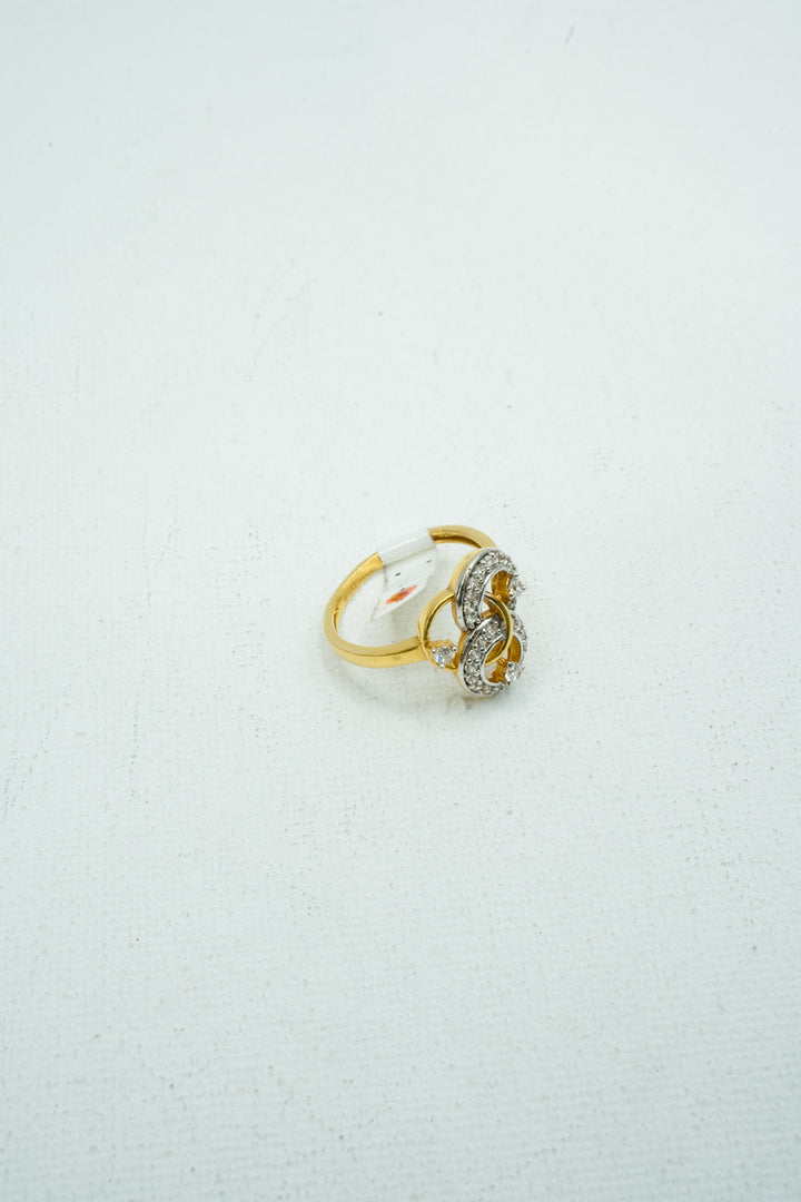 Diamond crusted encircled gold ring