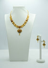 Finely crafted geometrical designer gold neckpiece with matching earrings