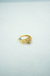 Floral diamond-dusted gold ring