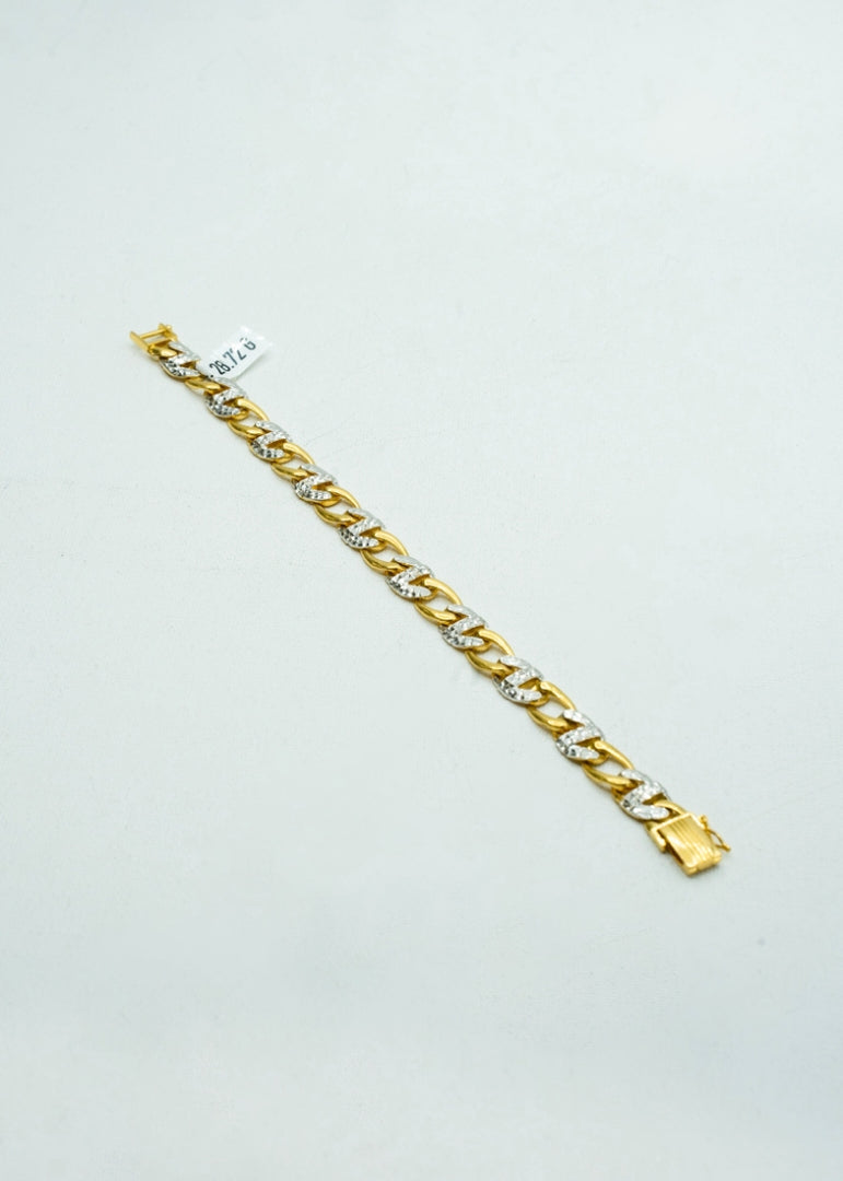 Gold and diamond Curb & Cuban bracelet