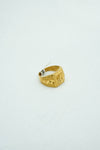 Gold carved square signet ring