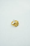 Gold embossed square signet ring