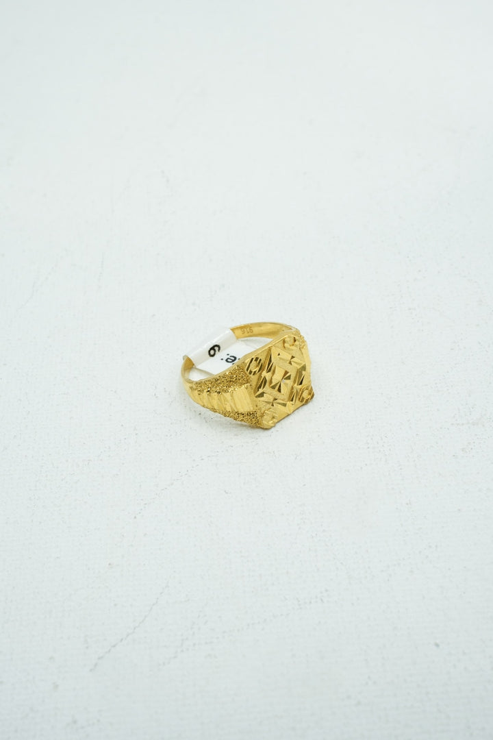 Greek-inspired square signet ring in yellow gold