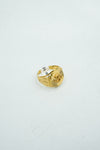 Om embossed gold signet ring