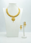Opulent yellow gold necklace with heavy harriya and matching drop earrings