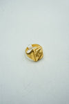 Square signet ring in gold with intricate carvings