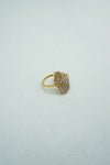 Swan-shaped cluster diamond gold ring