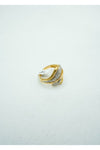 Sweeping diamond crust ring with yellow gold band