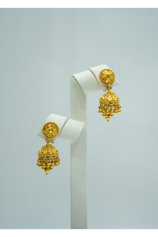 Temple-jewellery inspired gold jhumki earrings