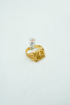 Yellow-gold mercedes signet textured ring