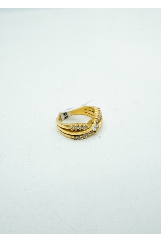 Yellow gold diamond encrusted infinity ring