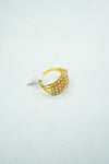 Yellow gold engraved with small diamond studded ring