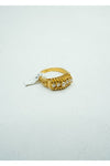 Yellow gold ring with five small round diamonds set into a gold claw-shape center.