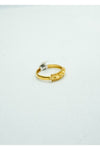 Yellow gold ring with gold beads and gold carvings