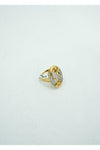 yellow gold with a cluster of diamonds in an S shape insignia ring