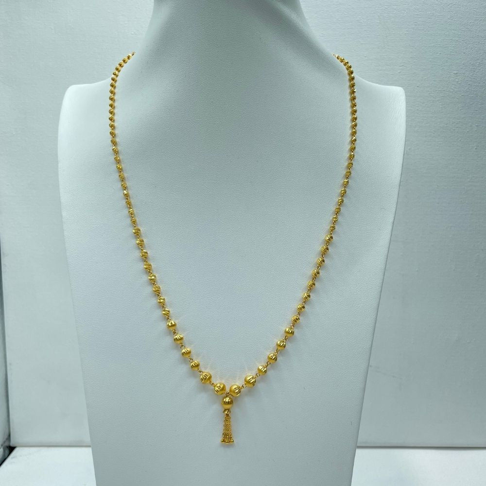 Contemporary beaded long gold chain