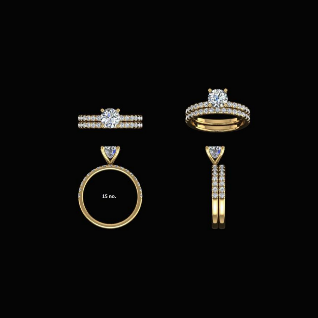 Yellow gold diamond rings set