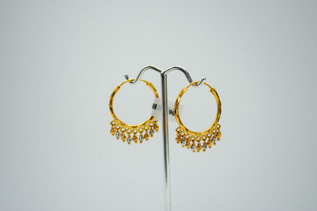 Elegant golden hoop jhumka earrings