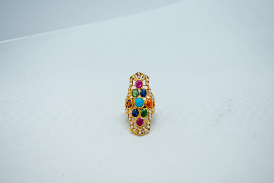 Multicoloured stones ring-