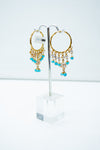 Ocean blue gold hoop earrings