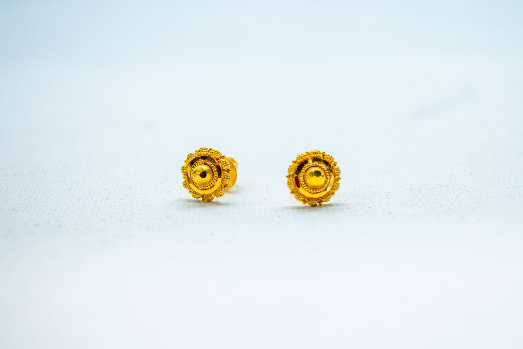 Designer sun gold stud earrings