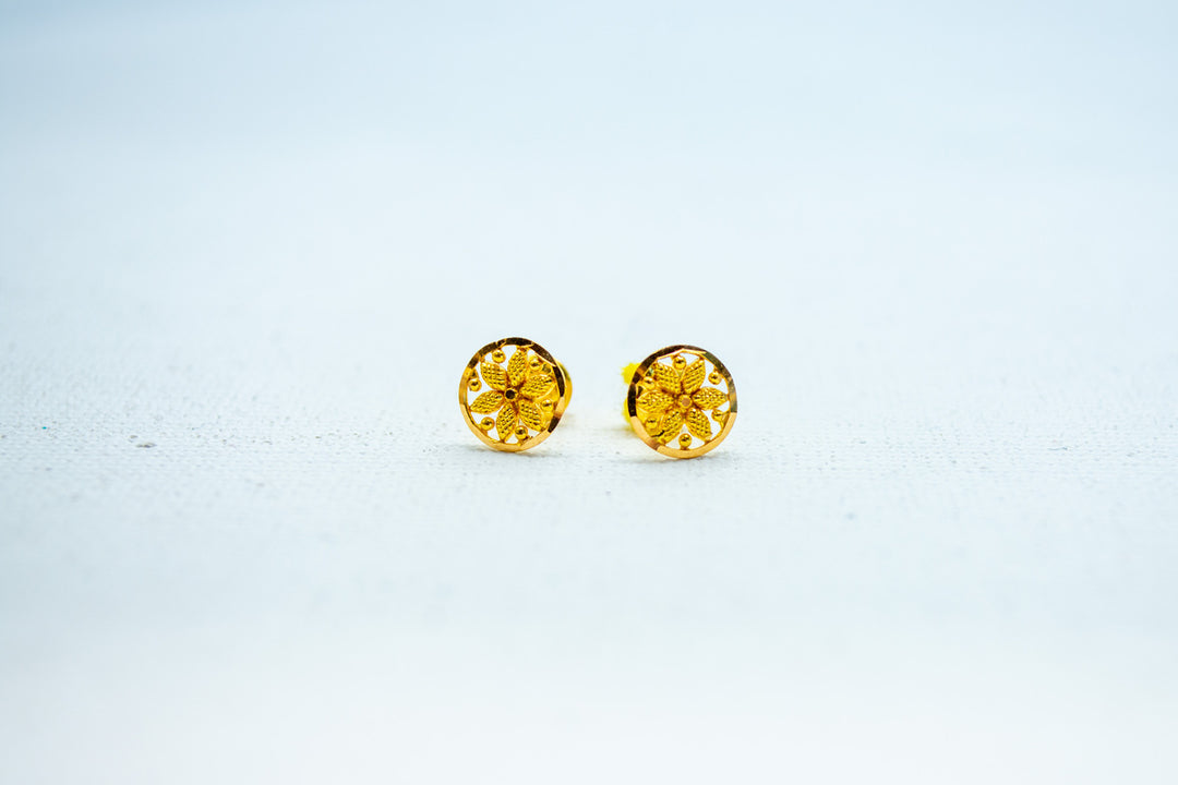 Floral designer gold earrings
