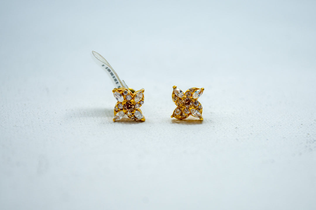 Encrusted gold studs earrings