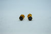 Serene black gem-encrusted gold studs earrings