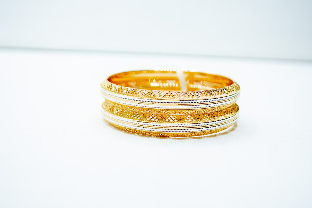 Designer two-toned traditional gold bangles