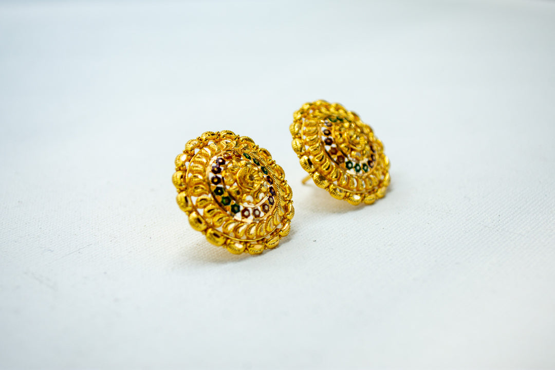Ethnic filigree work gold earrings