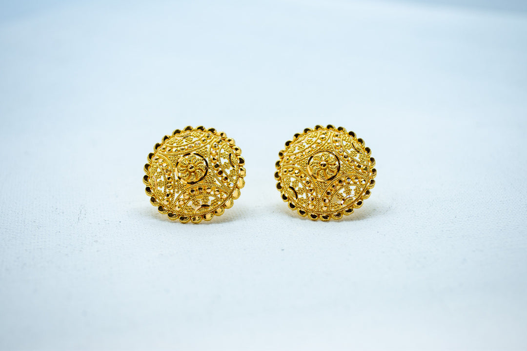 Lattice designer gold earrings